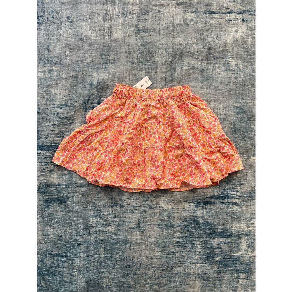 NWT! Orange Pink Yellow Floral Flutter Skirt Size 6